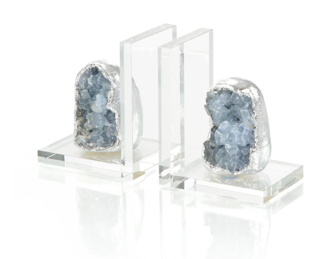 Silver Geode Bookends, 6.25