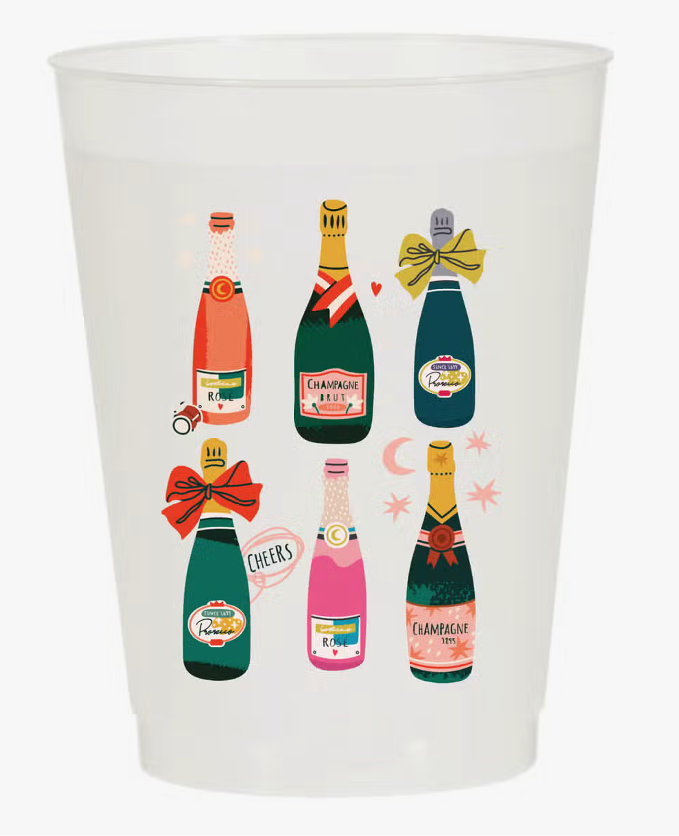 Champagne Bottle Frosted Cups