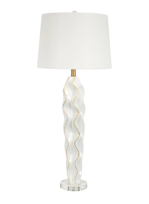 Hannah White Ceramic Buffet Lamp, 36