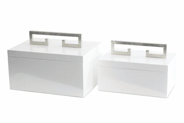 Avondale Boxes - White w/ silver