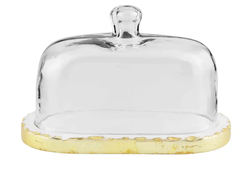 Gold Marble Glass Butter Dish