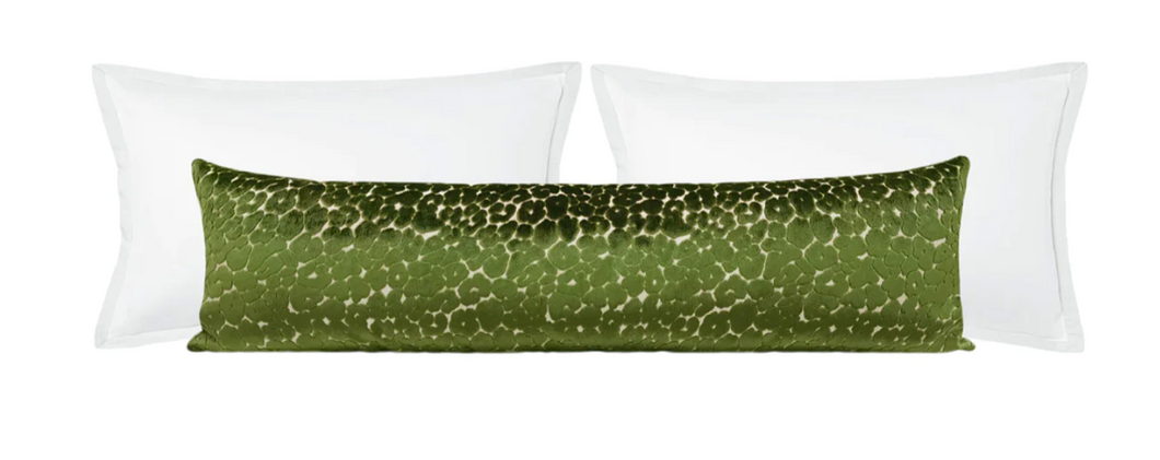 14x48 XL Lumbar-Leopard Cut Velvet- Olive