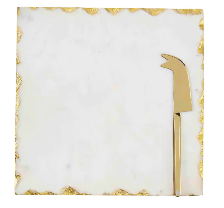 Chipped Gold Marble Cheese Set