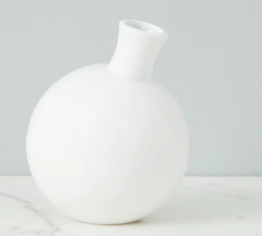 White Sphere Bud Vase