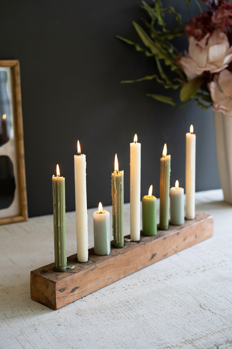 Wood Nine Taper Candelabra