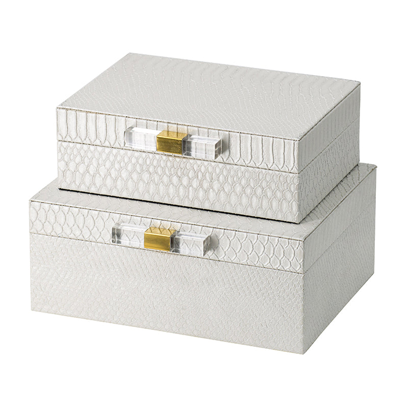 Faux White Snakeskin Box - Large