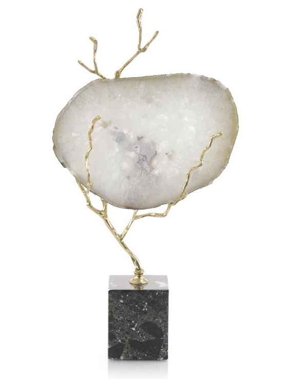 White Agate Held in Brass Branch