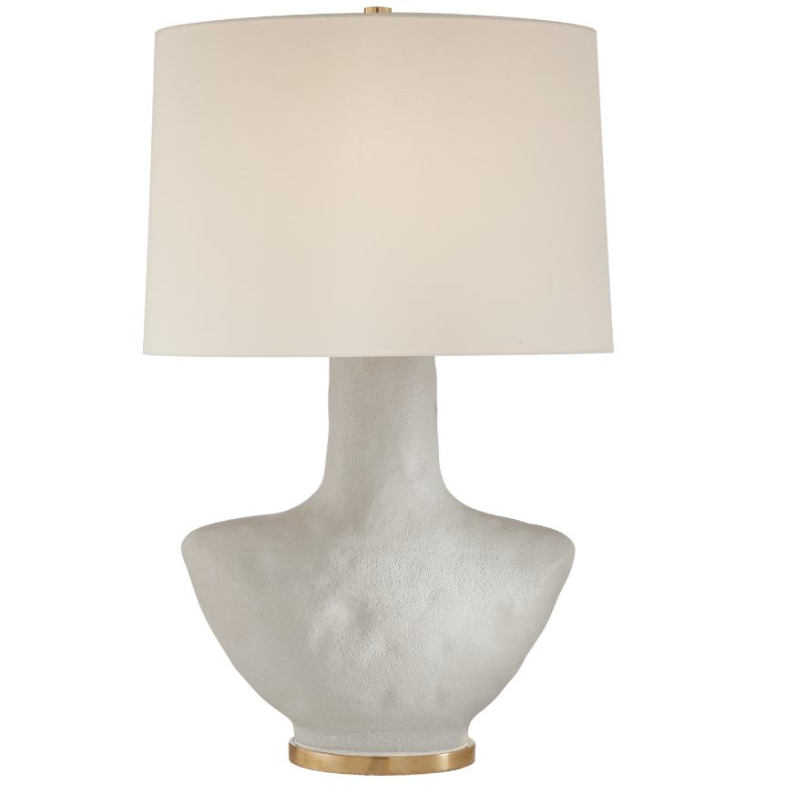 Armato Small Table Lamp in Porous White Ceramic, Visual Comfort, H 28
