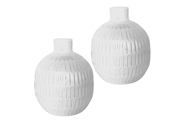 Short White Ceramic Vases