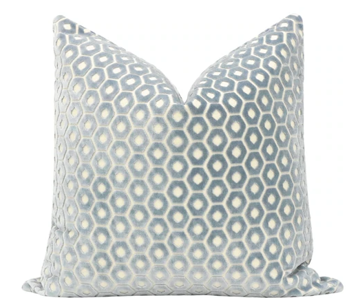 Paloma Cut Velvet- Cerulean Blue 22x22