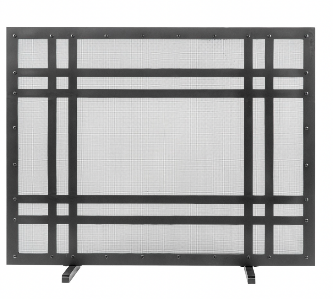Montana Fireplace Screen- Flat Black