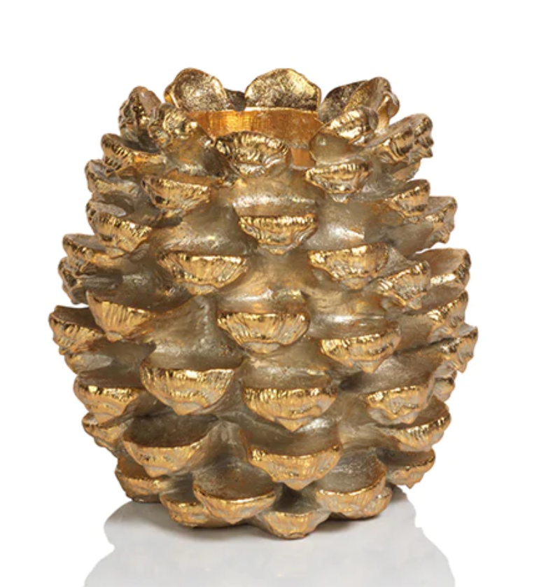 Golden Pinecone Pillar Holder - Small