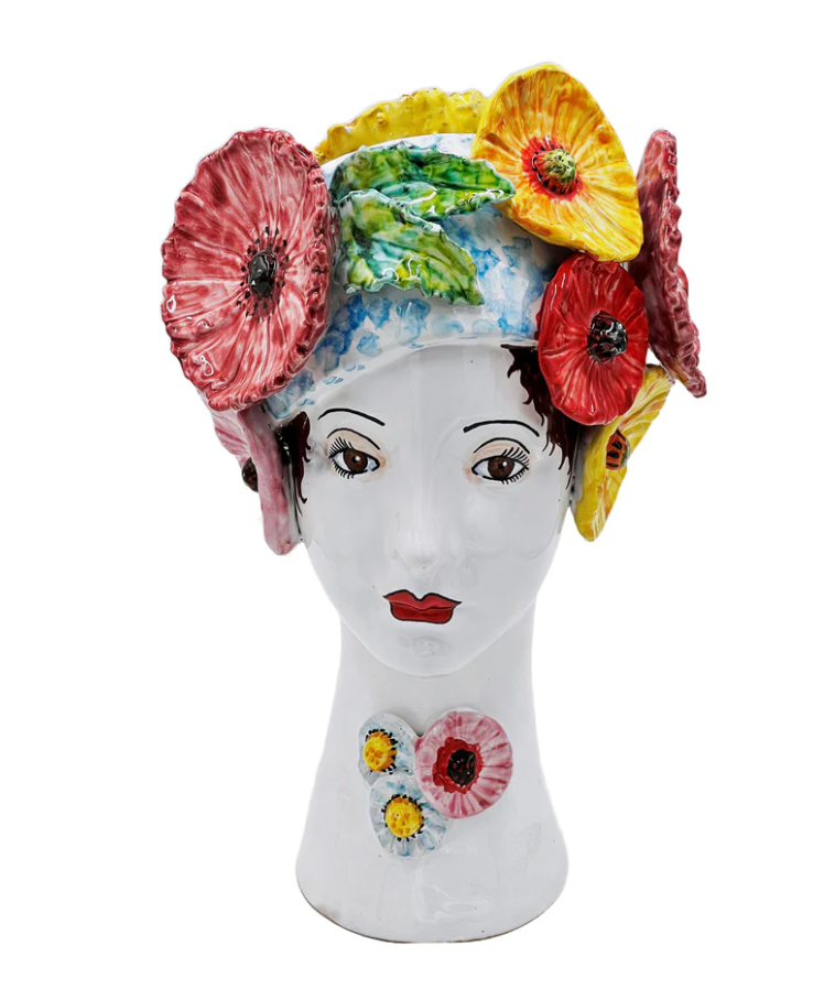 Ceramic Head with Flowers