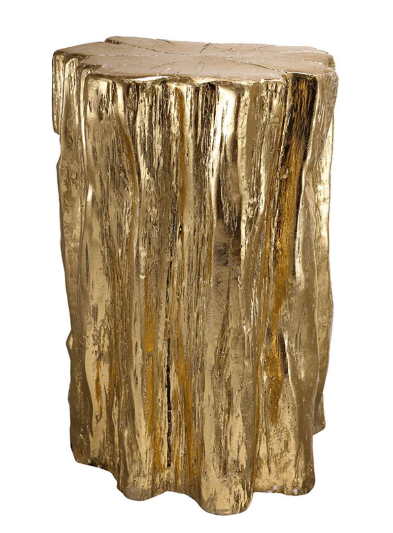 Gold Faux Wood Stool