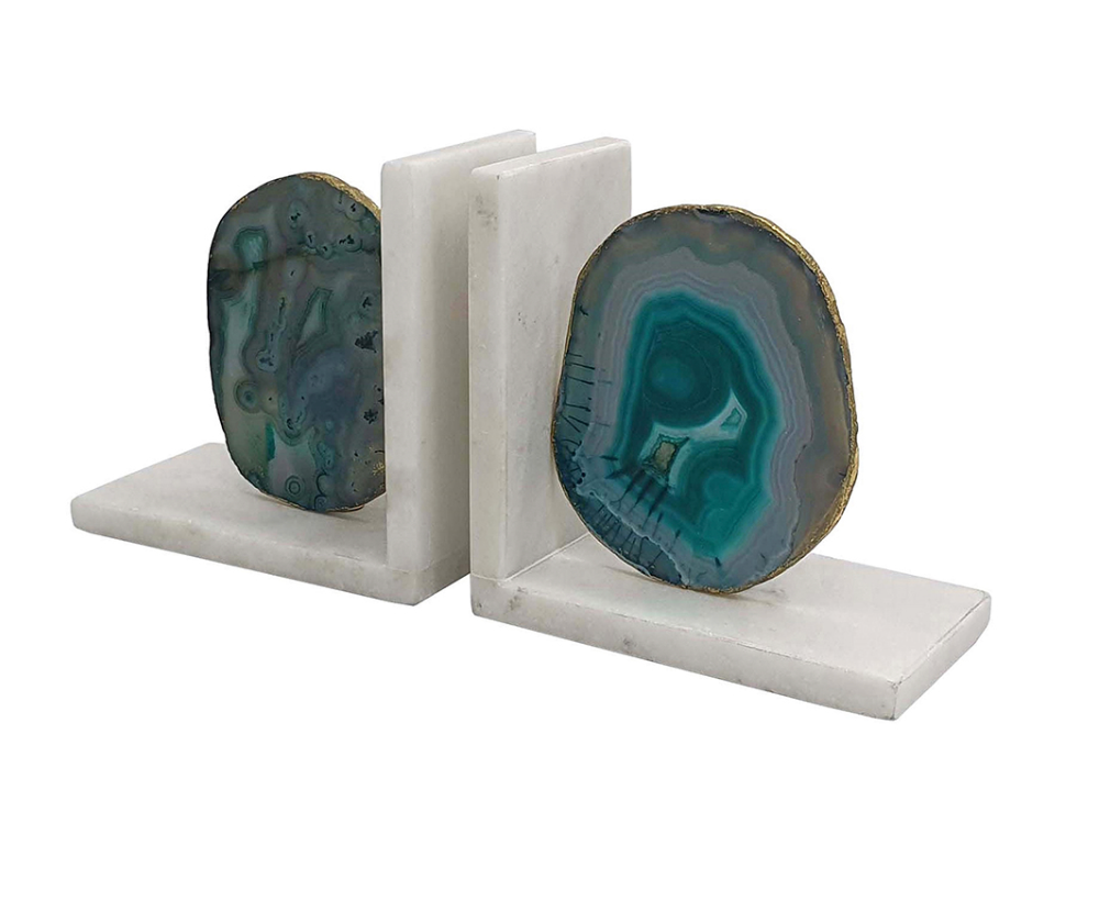 Agate Bookends- Green