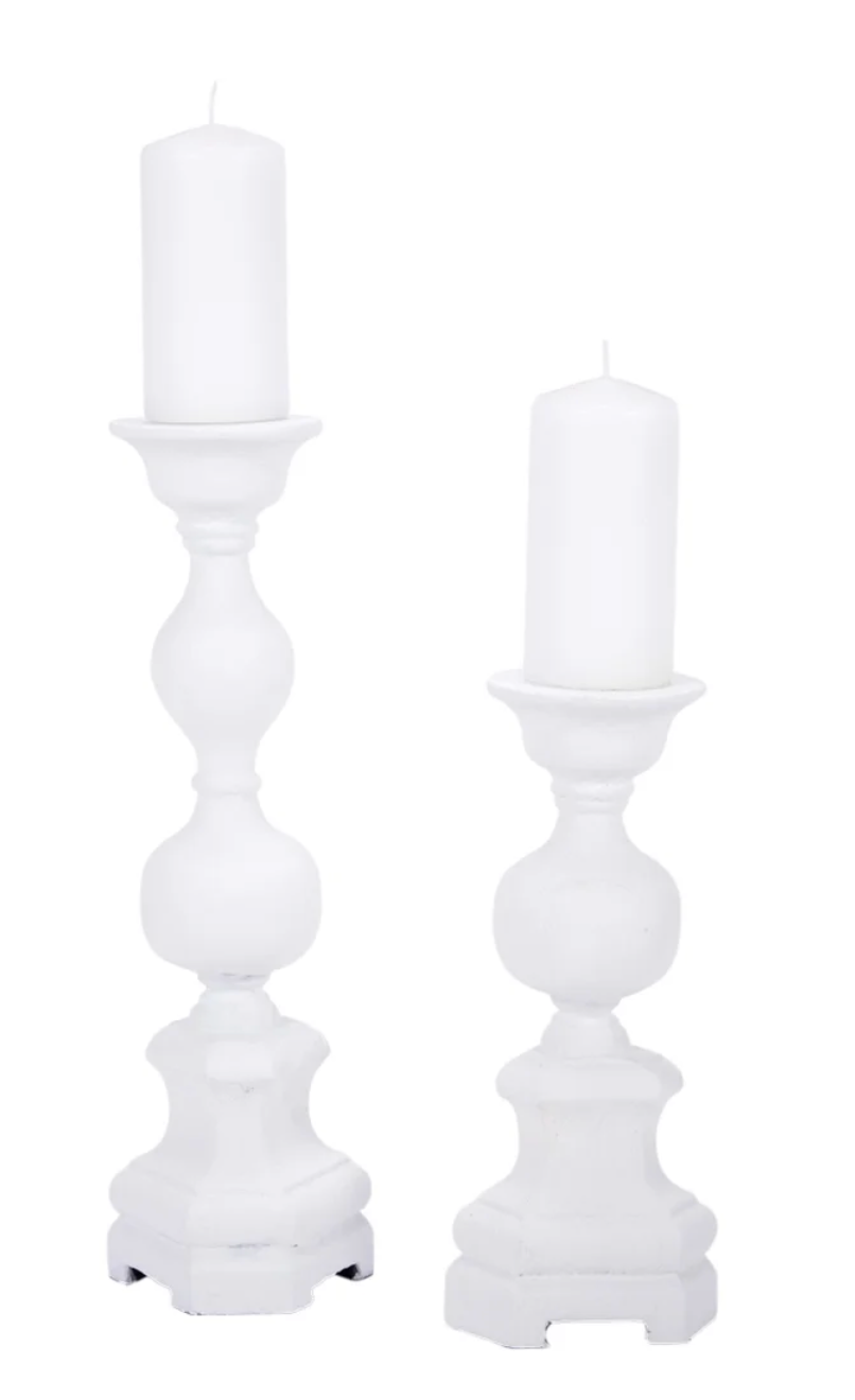 Harper White Gesso Candle Holder