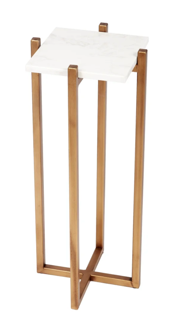 Larsen Gold Accent Table w/ White Marble Top