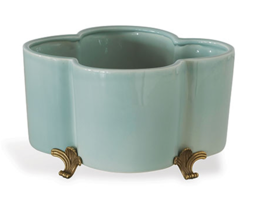 Celadon Quatrefoil Planter