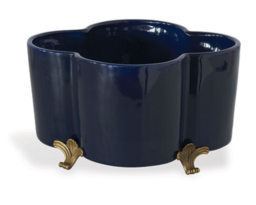 Navy Quatrefoil Planter