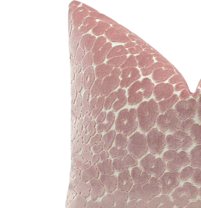12x18 Leopard Cut Velvet Little Lumbar- Pink Peony