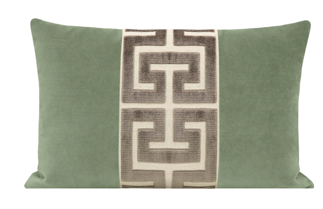 12x18 Lumbar- Eucalyptus and Taupe Greek Trim