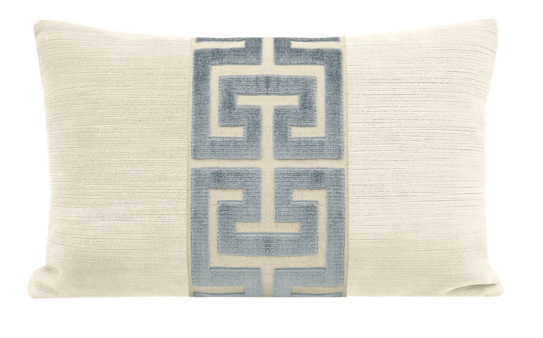 12x18 Lumbar-Cashmere and Delft Greek Trim
