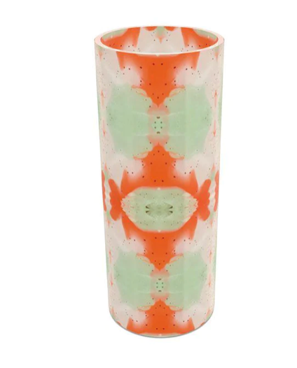 Mouth-blown Hurricane Vase - Poppy and Mint