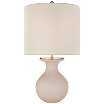 Albie Small Desk Lamp in Blush w/ Cream Linen Shade