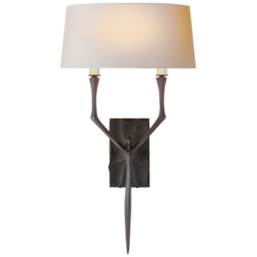 Bristol Large Sconce in Aged Iron w/ Natural Paper