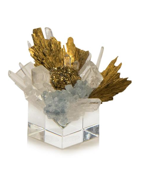 Stone Cluster in Clear, Yellow Quartz, and Gold