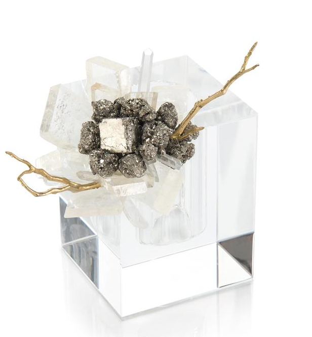 Fascinator in Crystal and Brass Vase I - 7.75