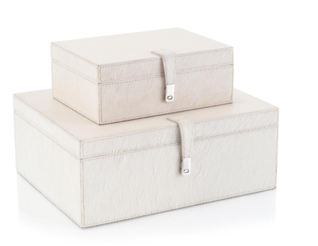 Cream Leather Box- Large