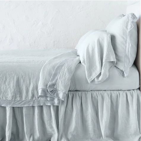 Delphine Throw Blanket with Satin Raw Edge Flange- Cloud