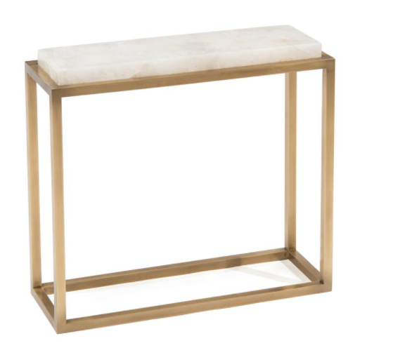 Calcite and Antique Brass Accent Table 22.25