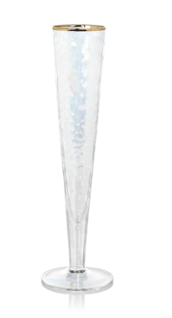 Aperitivo Slim Champagne Flute Luster with Gold Rim