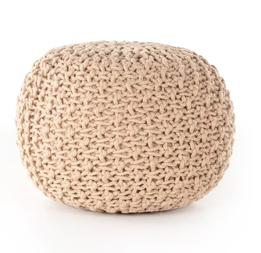 Socorro Outdoor Pouf- Woven Cream