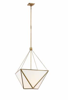 Lorino Large Lantern in Hand-Rubbed Antique Brass with White Glass