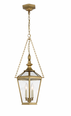 Evaline Small Lantern in Antique-Burnished Brass with Clear Glass