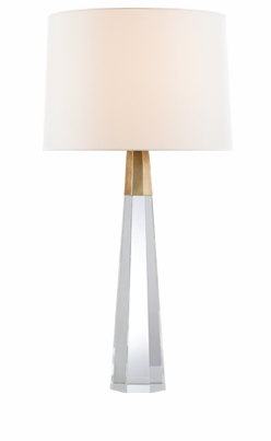 Olsen Table Lamp in Crystal and Hand Rubbed Brass