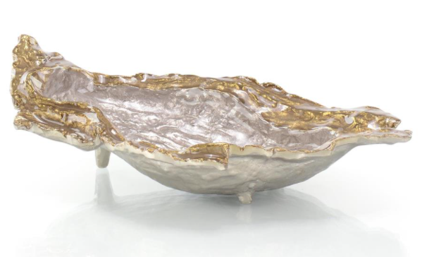 Single Oyster Bowl in Gold and Silver Enamel