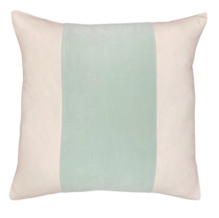 Aqua Velvet Panel Pillow 22