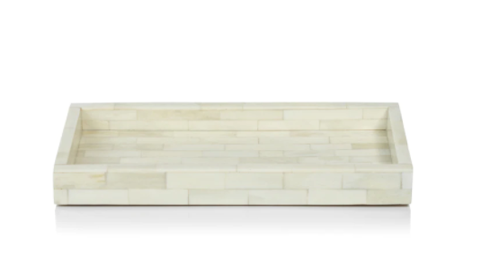 Maha White Bone Inlay Tray - Small Rectangle