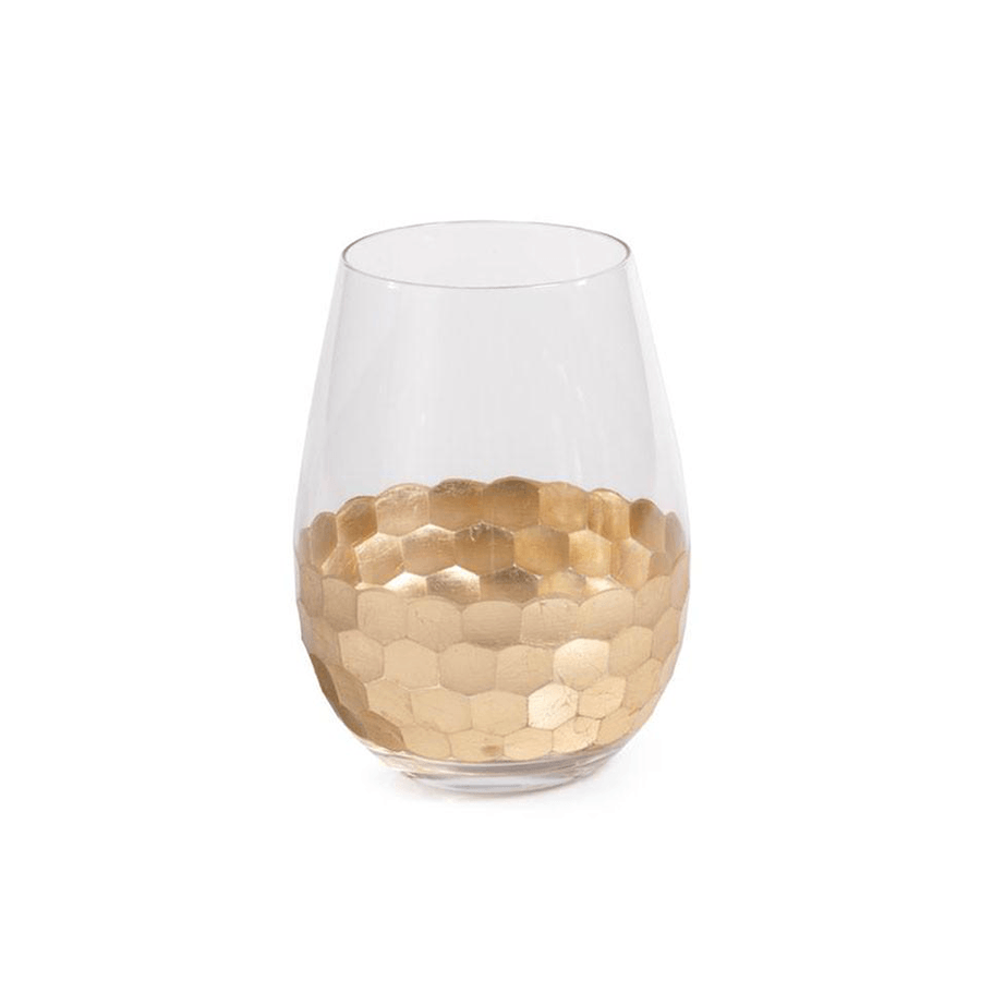 Fez Cut Wine Glass with Gold Leaf