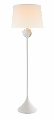 Alberto Large Floor Lamp in Plaster White w/ Linen Shade