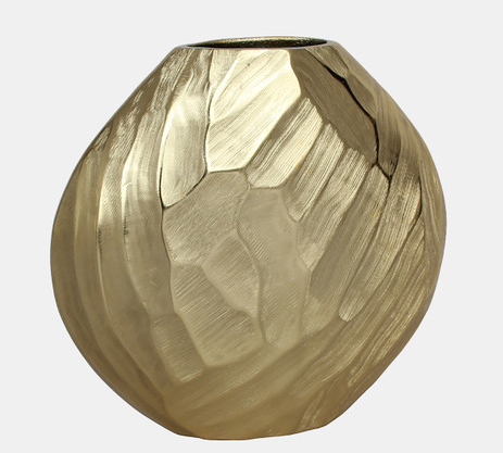 Champagne Aluminum Hammered Vase 14