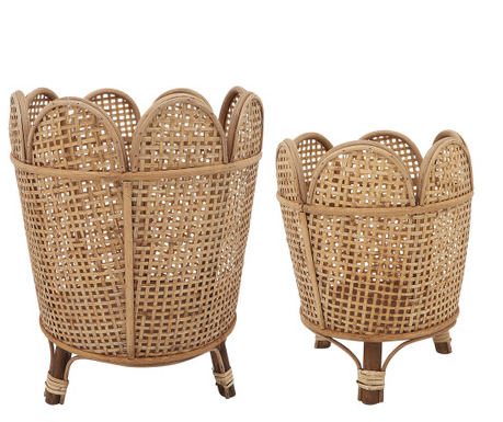 Bamboo Rattan Wavy Planter Small