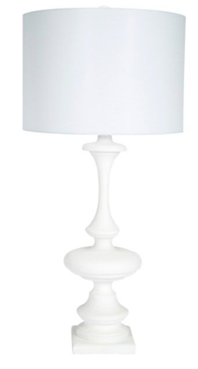 Barnes White Gesso Lamp with White Linen Shade