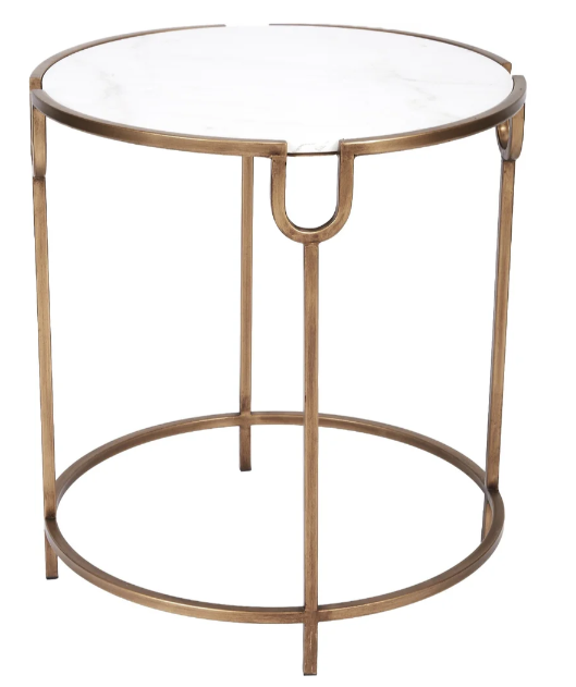 Bethany Gold Accent Table with White Marble Top