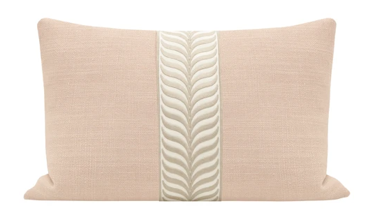 Signature Linen Blush + Trellis Trim Lumbar Pillow