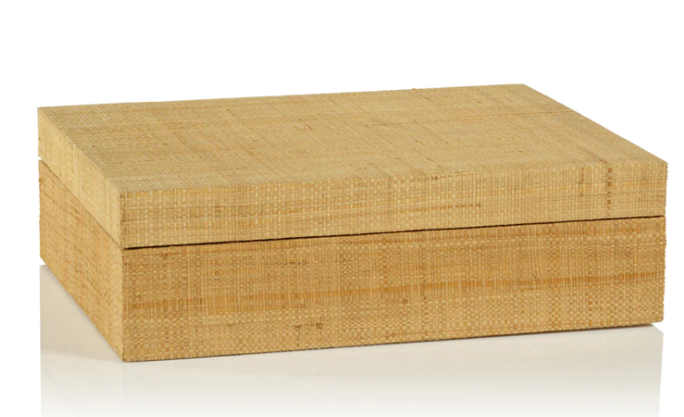 Bungalow Grasscloth Box- 13 in x 10 in x 4 in